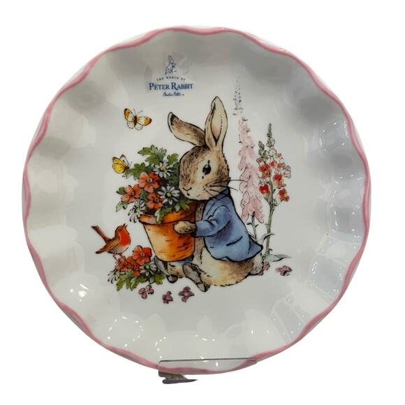 Beatrix Potter Peter Rabbit Easter Salad Plates Set of 4 Scalloped Pink Trim NEW - Picture 13 of 14